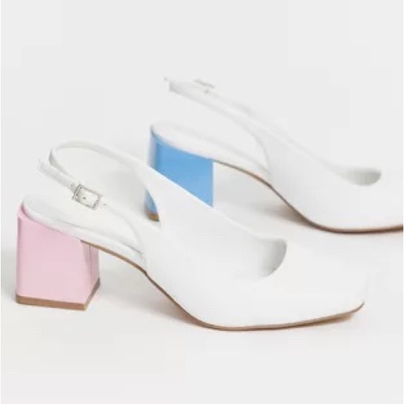 ASOS DESIGN Santiago Mis-match Mid Heels in White - Picture 7 of 8